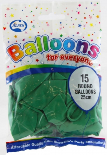 BALLOONS ALPEN 25cm GREEN 15s 203444