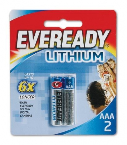 BATTERY EVEREADY LITHIUM AAA 2s LE92-RP-2T
