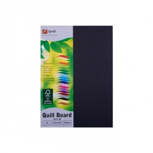 BOARD QUILL XL A4 210gsm BLACK 50s 90345