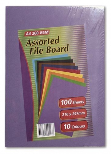 BOARD FILE SPECIAL COLOUR A4 ASSORTED 100s