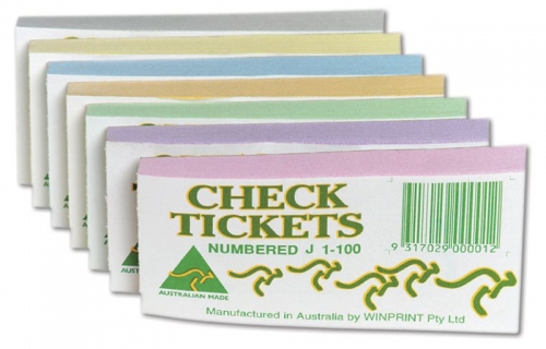CHECK TICKET BOOK ASSORTED 1-100 BOX 72.