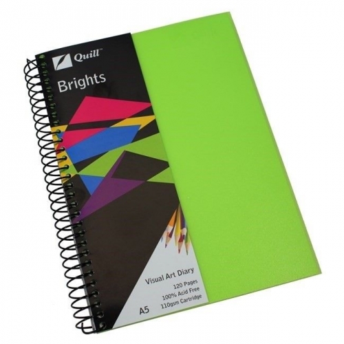 VISUAL ART DIARY QUILL A5 LIME GREEN 10790
