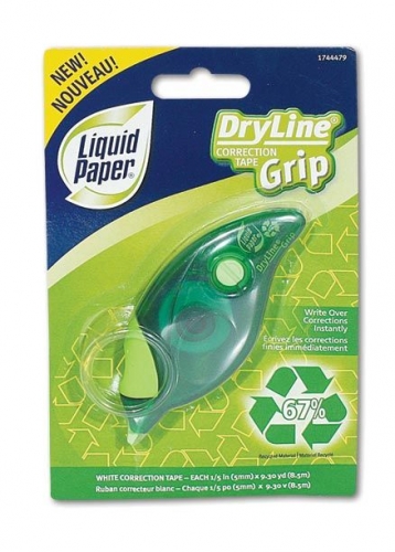 CORRECTION TAPE D/LINE GRIP RECYCLED LIQUID PAPER CARD of 1