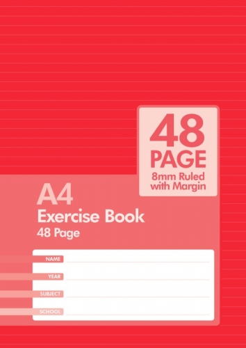EXERCISE BK A4 48page 8mm RULED RED MARGIN
