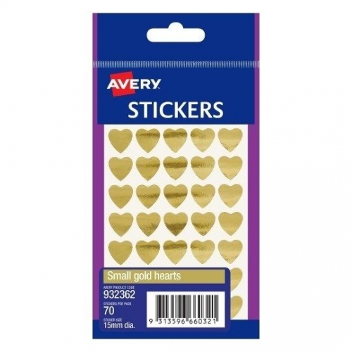 LABEL AVERY B/P 932362 HEARTS SMALL GOLD 70s