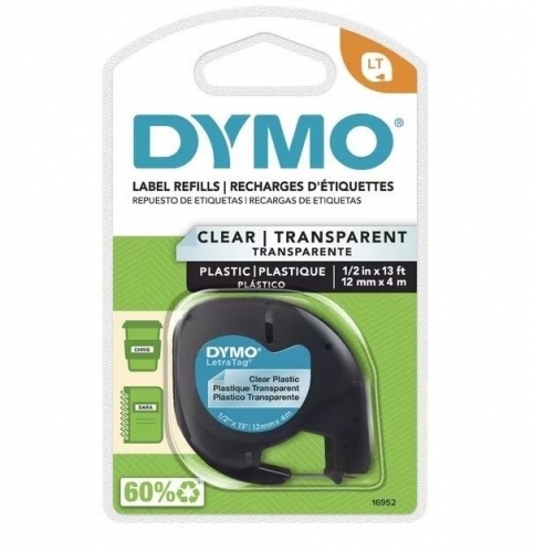 LABEL TAPE LETRATAG PLASTIC CLEAR DYMO