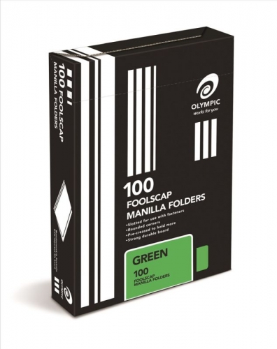 MANILLA FOLDER F/SCAP GREEN BOX 100 193864