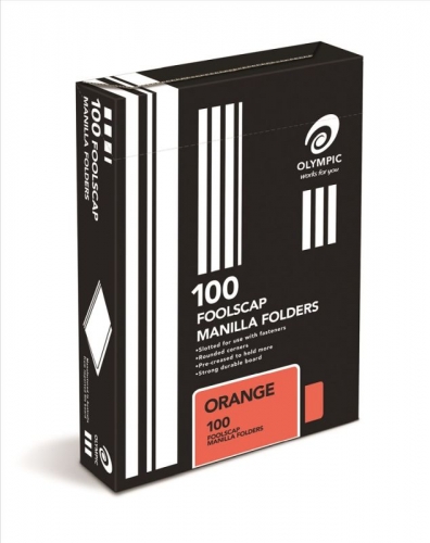 MANILLA FOLDER F/SCAP ORANGE BOX 100 141568