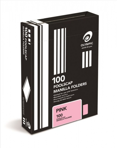 MANILLA FOLDER F/SCAP PINK BOX 100 141566