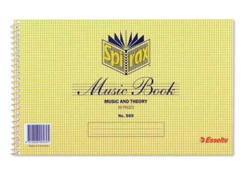 MUSIC BOOK SPIRAX 569 152X248mm 6stave 55240