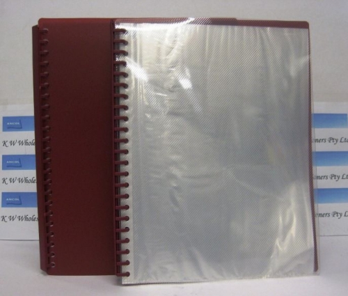 DISPLAY BOOK CLEARFRONT BURGUNDY A4 20pocket