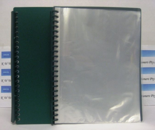 DISPLAY BOOK CLEARFRONT GREEN A4 20pocket