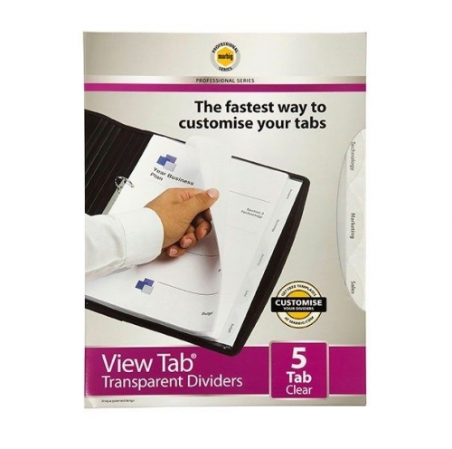 DIVIDERS MARBIG VIEW-TAB A4 CLEAR 5 TAB 37825