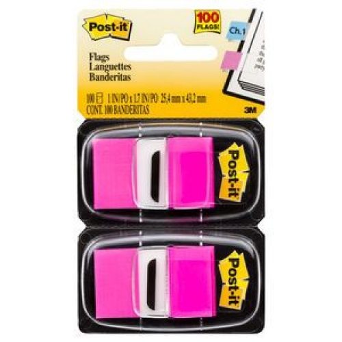 FLAGS POST-IT 25.4x43.2mm BRIGHT PINK 680-BP2 2s