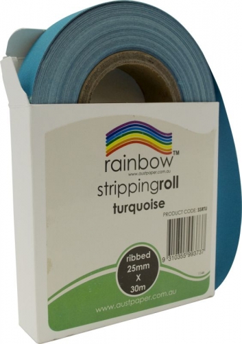 PAPER STRIPPING RIBBED 25mmx30m TURQUOISE (FRIEZE)