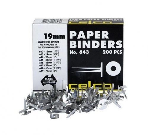 PAPER BINDERS CELCO 643 19mm 200s