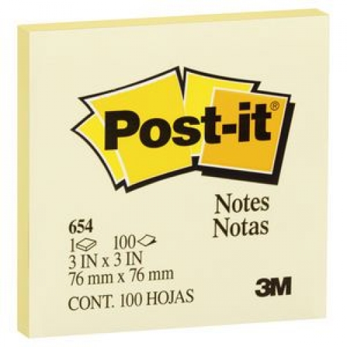 POST-IT NOTES 654 YELLOW 76x76mm
