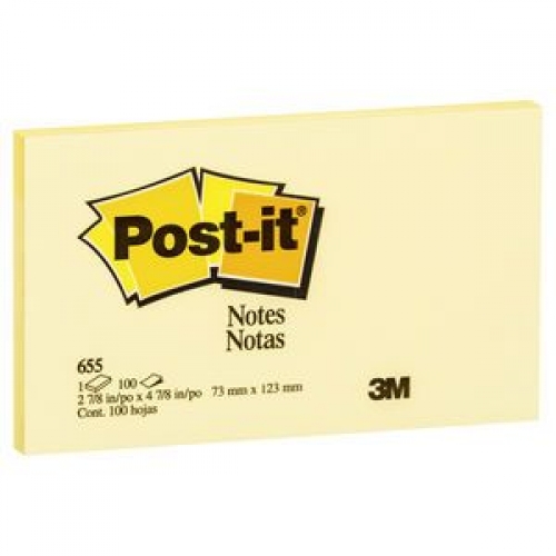 POST-IT NOTES 655 YELLOW 73x123mm