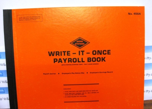 PAY ROLL BOOK ZIONS WRITE IT ONCE 456A