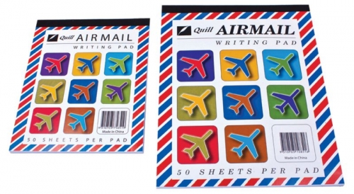 WRITING PAD AIRMAIL QUILL 254x203mm RULED 50leaf