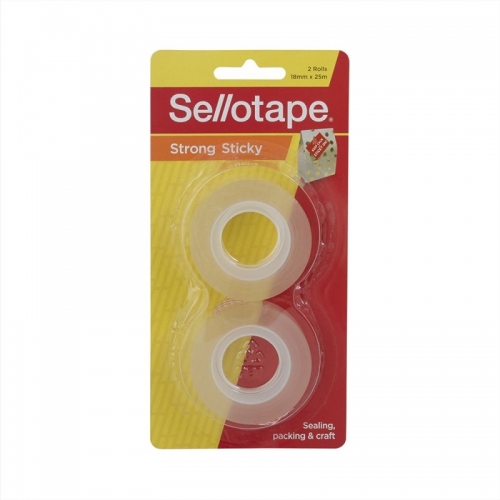 TAPE SELLOTAPE STICKY CLEAR 18mm x 25M CARD of 2