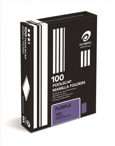 MANILLA FOLDER F/SCAP PURPLE BOX 100 193866