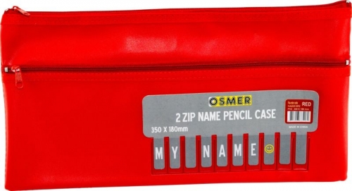PENCIL CASE NAME 2 ZIP 35x18cm JUMBO RED