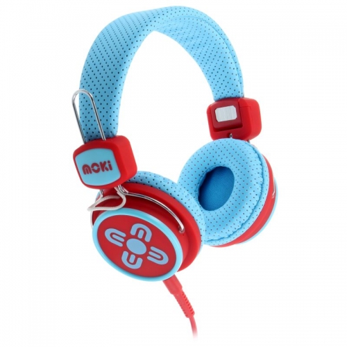 MOKI KIDS SAFE HEADPHONES - BLUE/RED