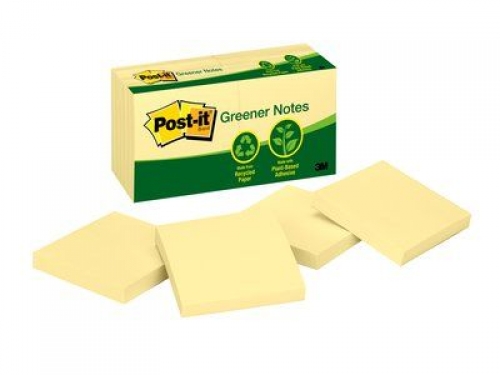 POST-IT NOTES 654-RP RECYCLED YELLOW 76x76mm