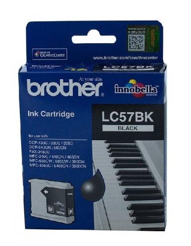 BROTHER LC-57BK BLACK INK CARTRIDGE - UP TO 500 PAGES