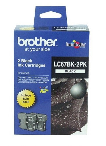 BROTHER LC-67BK BLACK INK CARTRIDGE - TWIN PACK