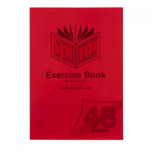 EXERCISE BOOK SPIRAX A4 48p 8mm RULED POLY COVER
