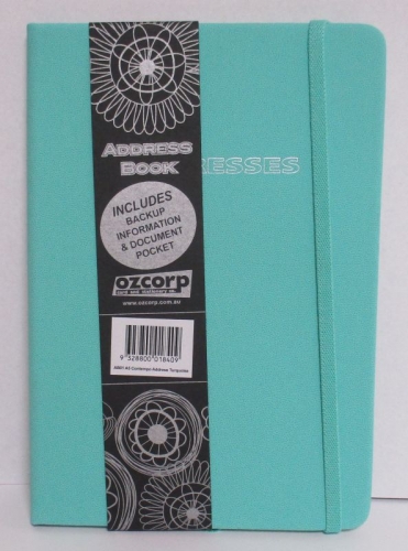 ADDRESS BOOK CONTEMPO A5 TURQUOISE AB01