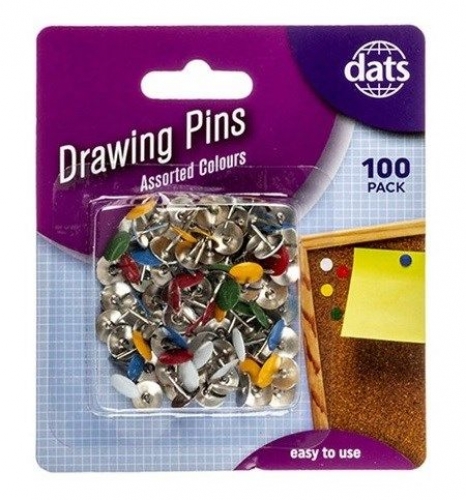 DRAWING PINS DATS COLOURED 100s