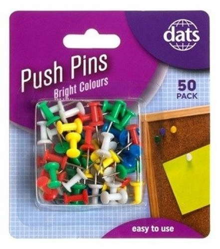PUSH PINS DATS COLOURED 50s