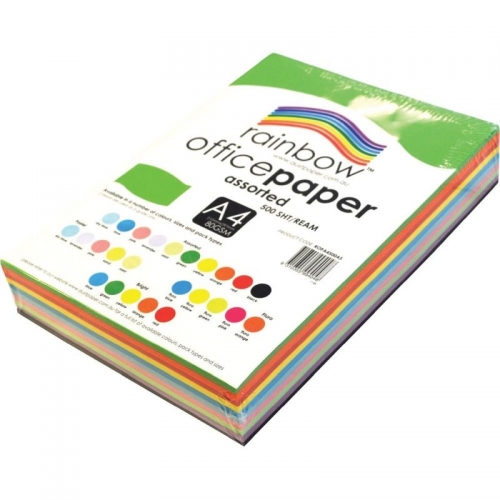PAPER OFFICE RAINBOW A4 80gsm ASSORTED 500s