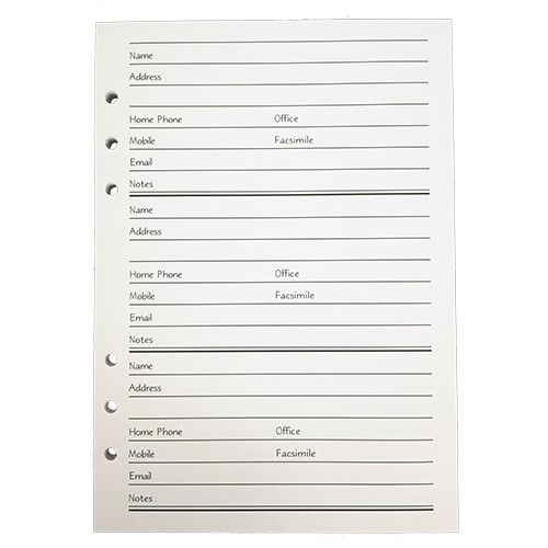 ADDRESS BOOK REFILL PUNCH FOR 6 RING PACK 64