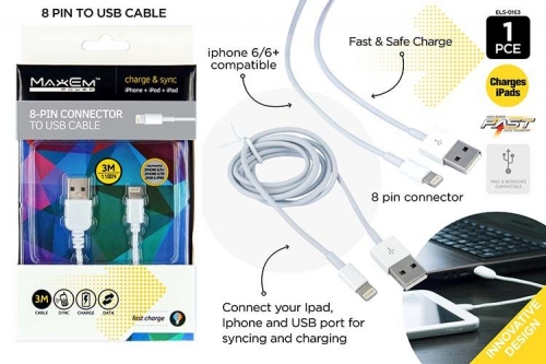 CHARGE & SYNC LIGHTNING CABLE 3M