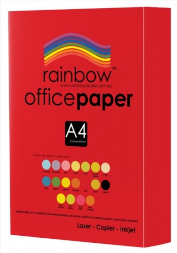 PAPER OFFICE RAINBOW A4 80gsm RED 500s