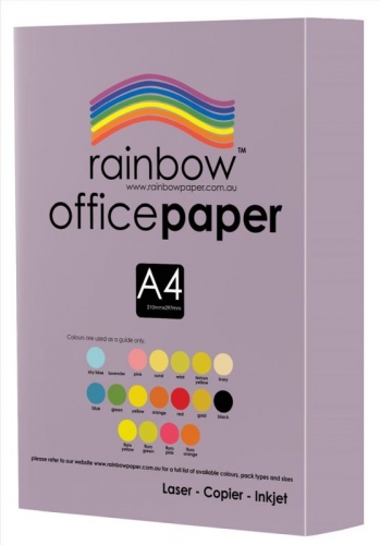 PAPER OFFICE RAINBOW A4 80gsm LAVENDER 500s