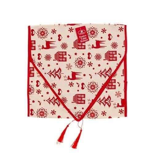 TABLE RUNNER LINEN CHRISTMAS WITH PRINTING 145x35cm