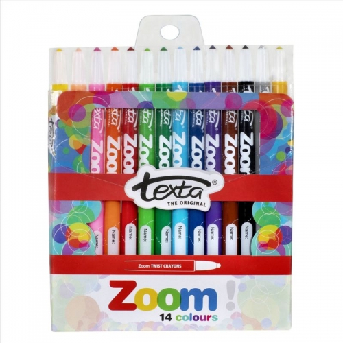 CRAYONS TEXTA ZOOM ASSORTED 12+2 GOLD & SILVER
