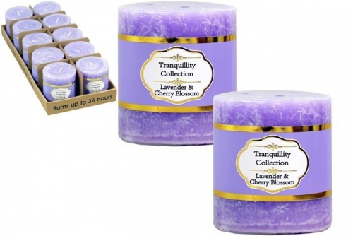 CANDLE SCENTED PILLAR LAVENDER & CHERRY BLOSSOM 7x7.5cm
