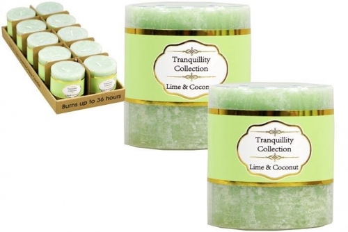 CANDLE SCENTED PILLAR LIME & COCONUT 7x7.5cm