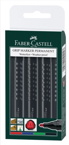 MARKER FABER GRIP PERMANENT ASSORTED 4s