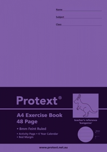 EXERCISE BOOK PROTEXT A4 48p 8mm RULED POLY COVER