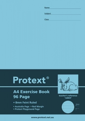 EXERCISE BOOK PROTEXT A4 96p 8mm RULED POLY COVER