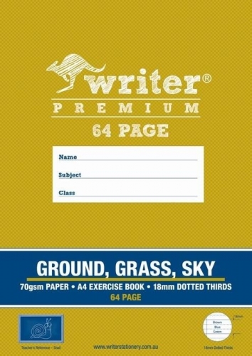 EXERCISE BOOK A4 64 PG GROUND/GRASS/SKY DOTTED THIRDS 18MM