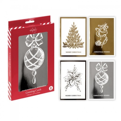CHRISTMAS CARDS FOIL PACK 6