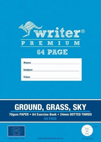 EXERCISE BOOK A4 64 PG GROUND/GRASS/SKY DOTTED THIRDS 24MM